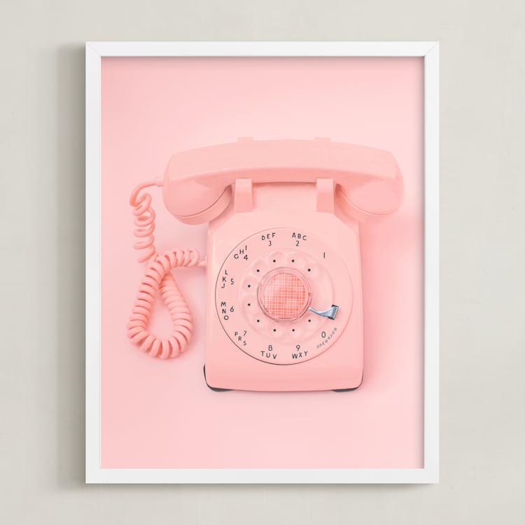 "0 is for operator." - Art Print in Strawberry Shortcake Pink by Alicia Abla - Framed