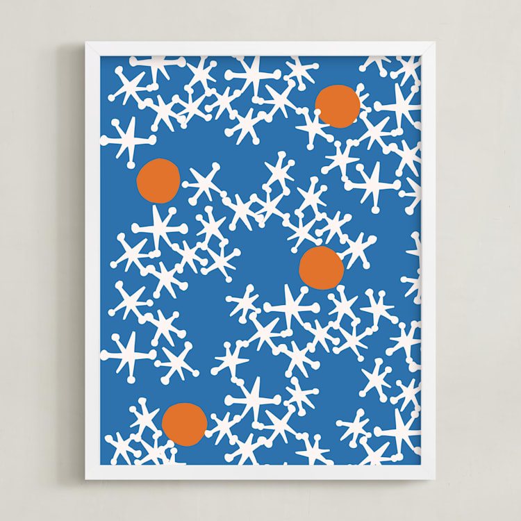 "Fun & Games III" - Art Print in Blue by Ampersand Design Studio - Framed