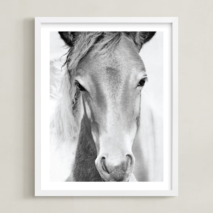 "Wild and free." - Art Print in Charcoal by Dawn Smith - Framed