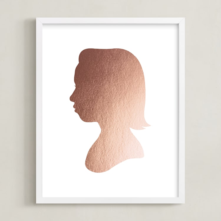 "Custom Silhouette Foil Art" - Custom Foil Print in Rose Gold by Minted - Framed