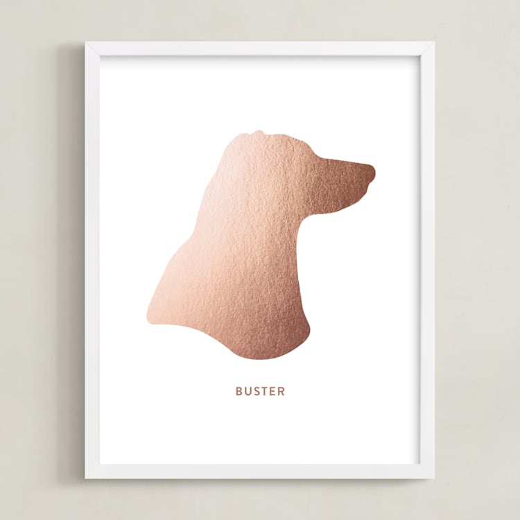 "Custom Pet Silhouette Foil Art" - Custom Foil Print in Rose Gold by Minted - Framed