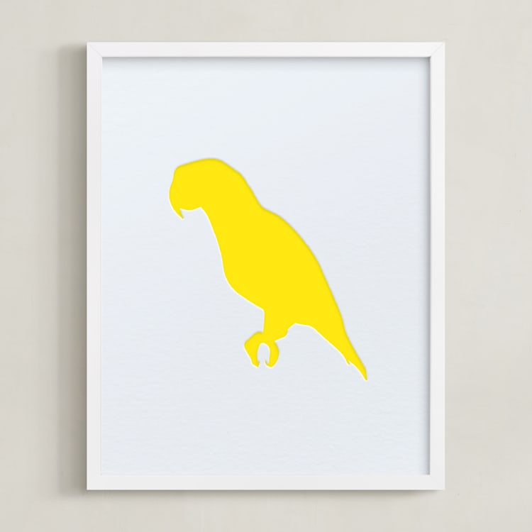 "Pet Silhouette: Custom Letterpress Print " - Custom Letterpress Print in Neon Yellow by Minted - Framed