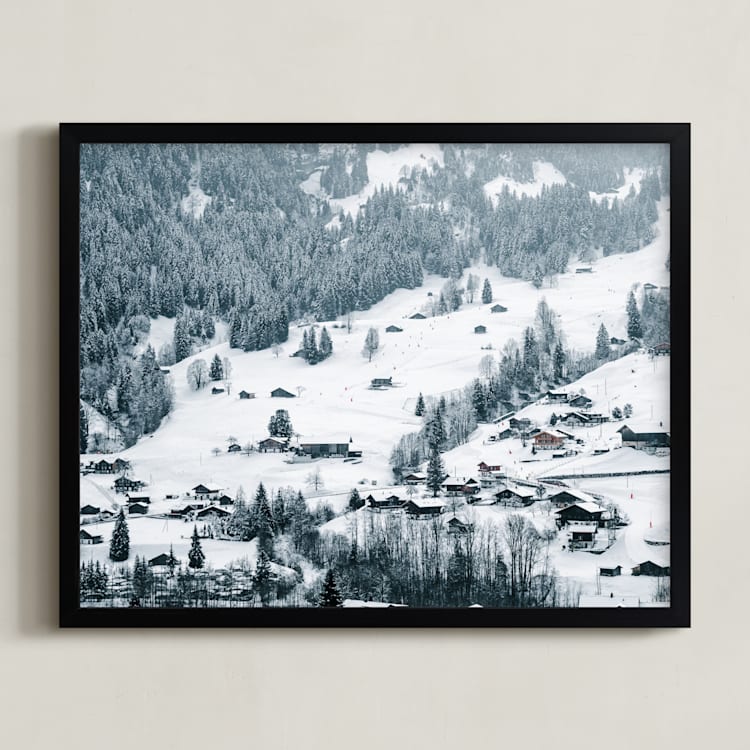 "White Blanketed Hills" - Art Print in Snow White by Ying C. - Framed