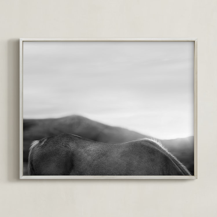 "Horseback" - Art Print in Black and White by Anne Ciotola - Framed