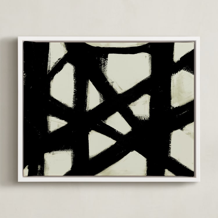 "Missed Connections" - Art Print in Black and White by Ilana Greenberg - Framed Canvas