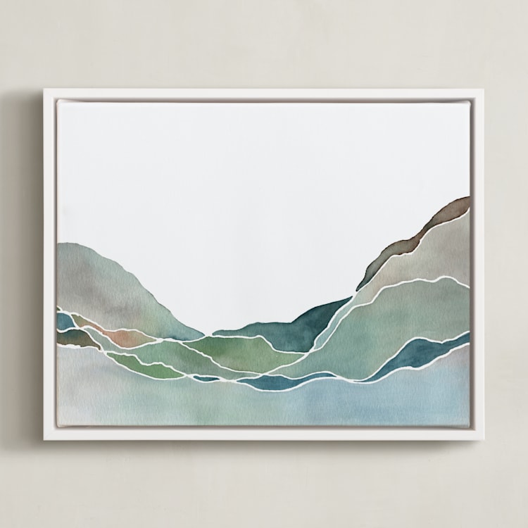 "Terrain No. 1" - Art Print in Ocean Blue by Jennifer Daily - Framed Canvas