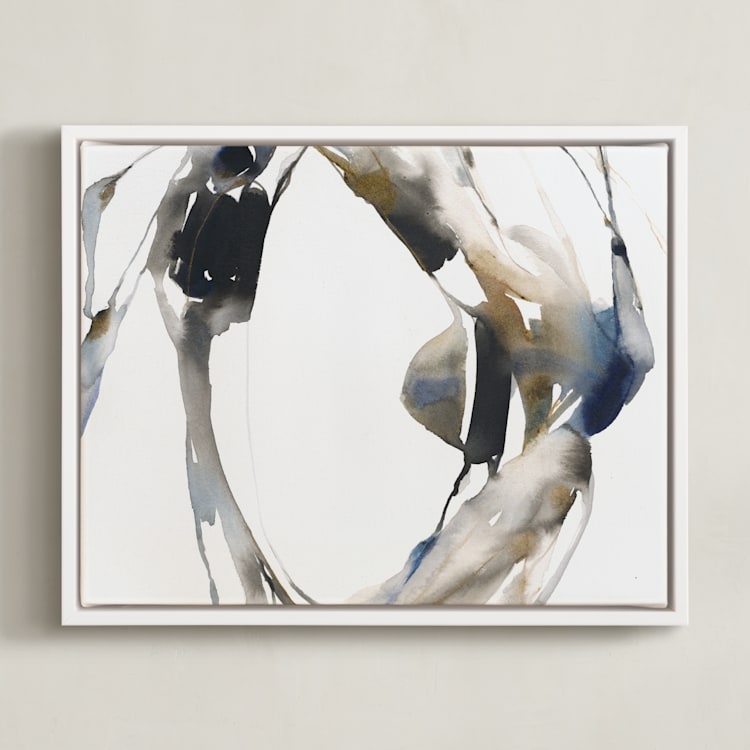 "Surrounding" - Art Print in grey wash by Michelle Lee - Framed Canvas