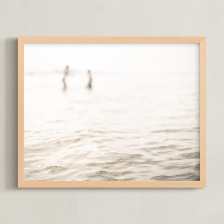 "Neutral wave" - Art Print in Neutral ivory by Lying on the grass - Framed