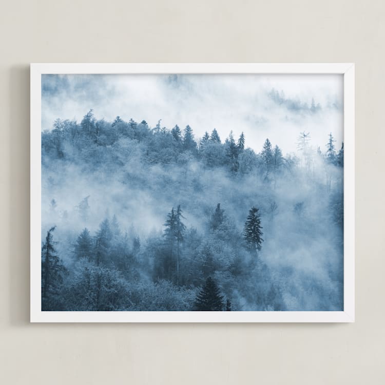 "misty forest" - Art Print in indigo by lulu and isabelle - Framed