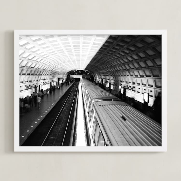 "DC subway fast track" - Art Print in rustic black by Van Tsao - Framed