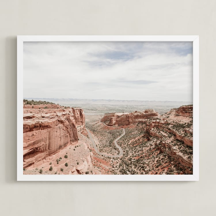 "Desert Horizon" - Art Print in Sand by Jamie Lollback - Framed