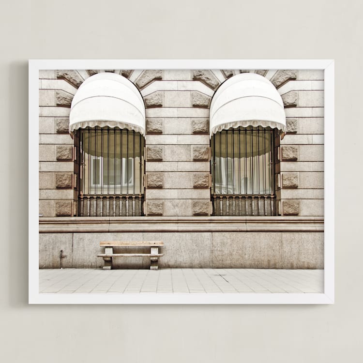 "Beige Scene" - Art Print in Creamy Beige by Alexandra Feo - Framed