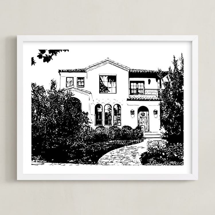 "House: White Border Custom Print" - Custom Print in Black by Minted - Framed