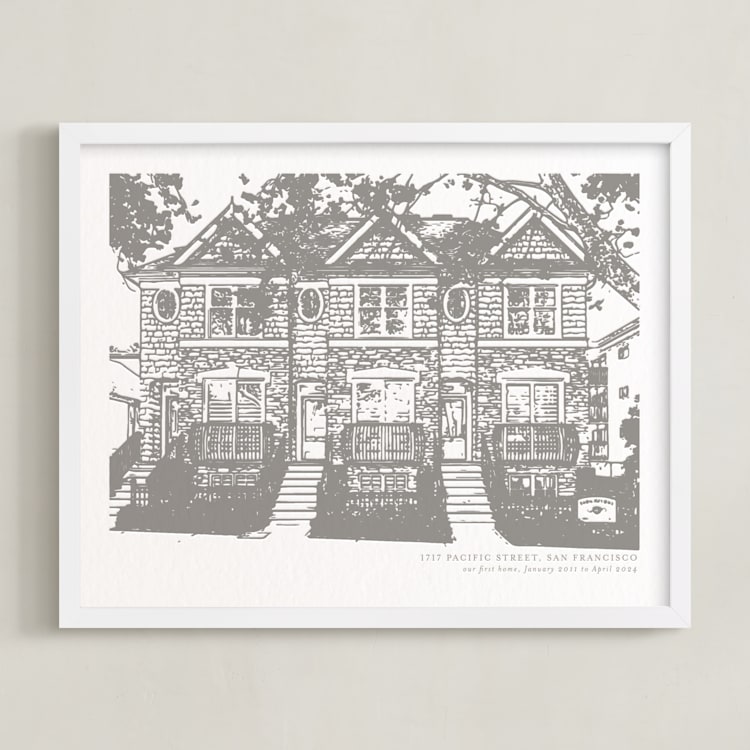 "House: Landscape Custom Letterpress Print" - Custom Letterpress Print in Warm Gray by Minted - Framed