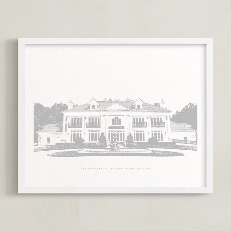 "Your Venue: Custom Letterpress Print" - Custom Letterpress Print in Cool Grey by Minted - Framed