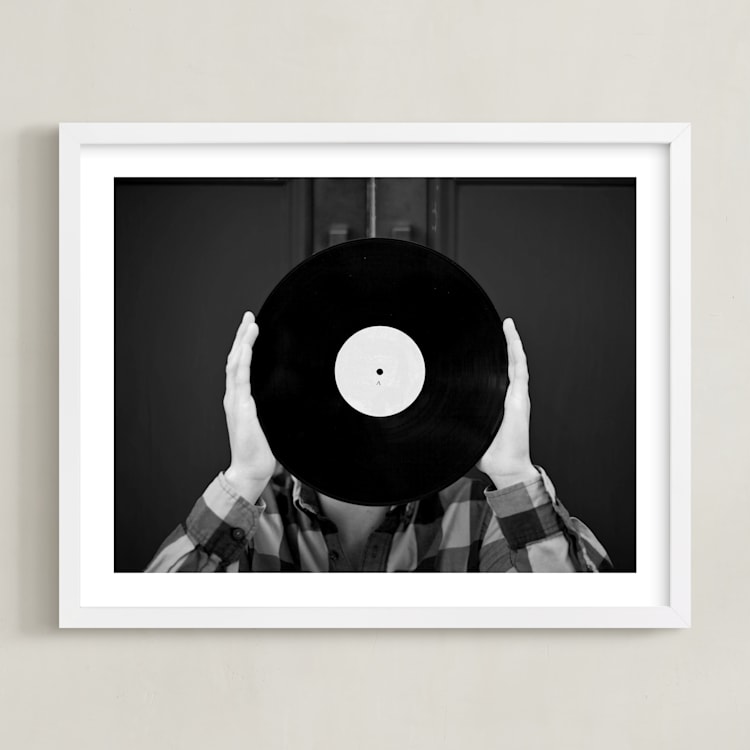 "Ahead of the Record" - Art Print in Black and White by Kaitie Bryant - Framed