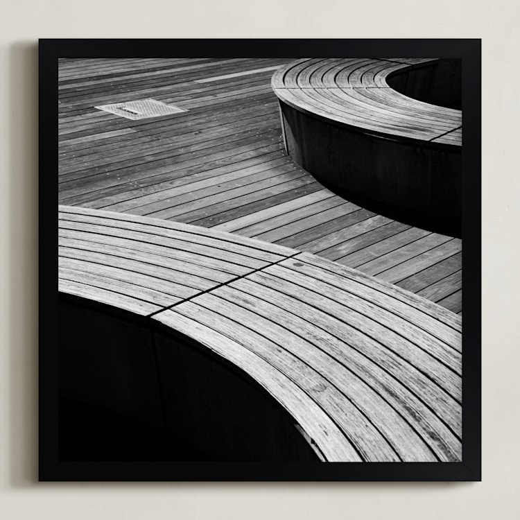 "Curve Bench Geometric II" - Art Print in tonal grey by Van Tsao - Framed