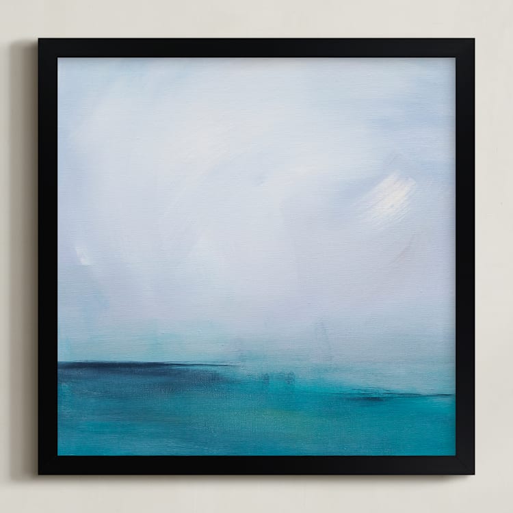 "Distant Island Pier" - Art Print in Soft Water by Julia Contacessi - Framed
