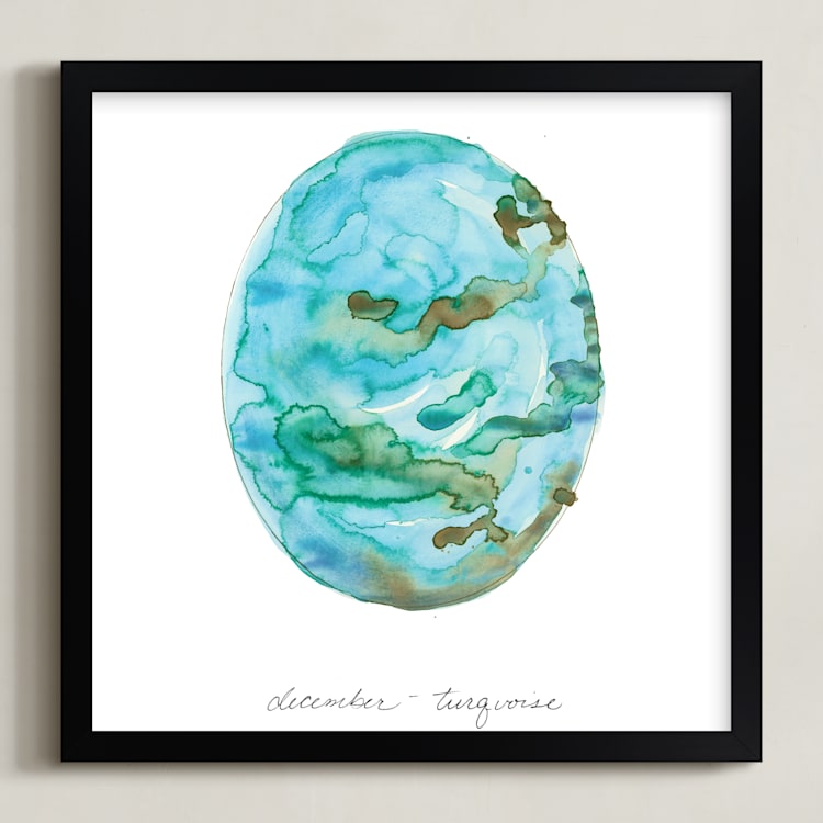 "December - Turquoise" - Art Print in Turquoise by Naomi Ernest - Framed