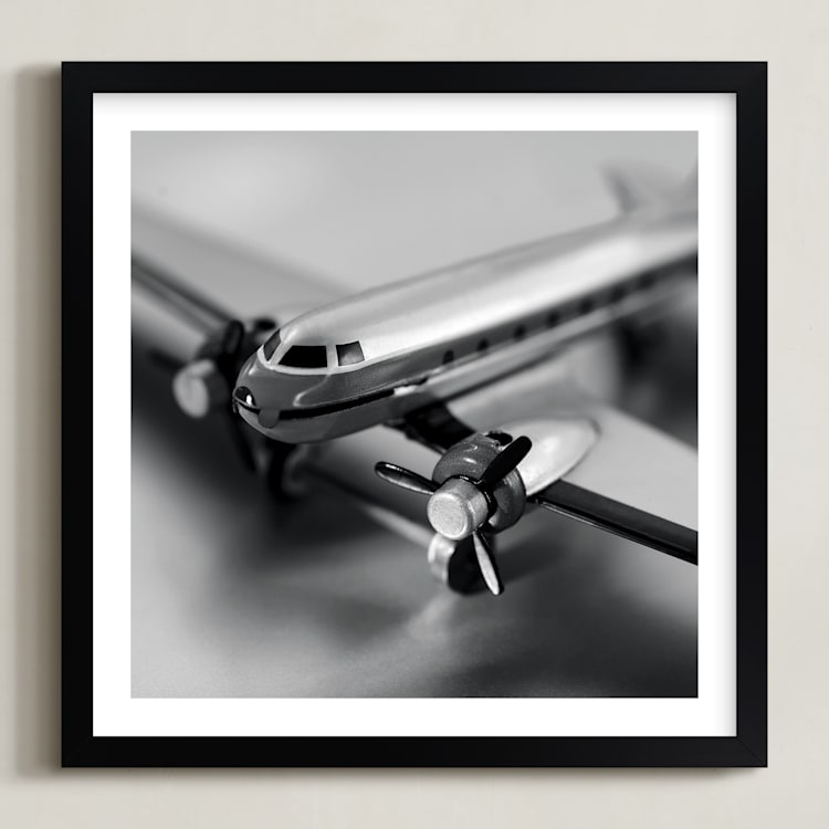 "Retro Airplane" - Art Print in Retro Silver by Laura Hamm - Framed