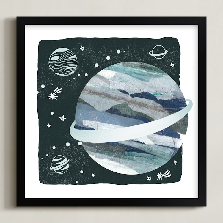 "Space Doodle" - Art Print in Galaxy by Megan Cash - Framed