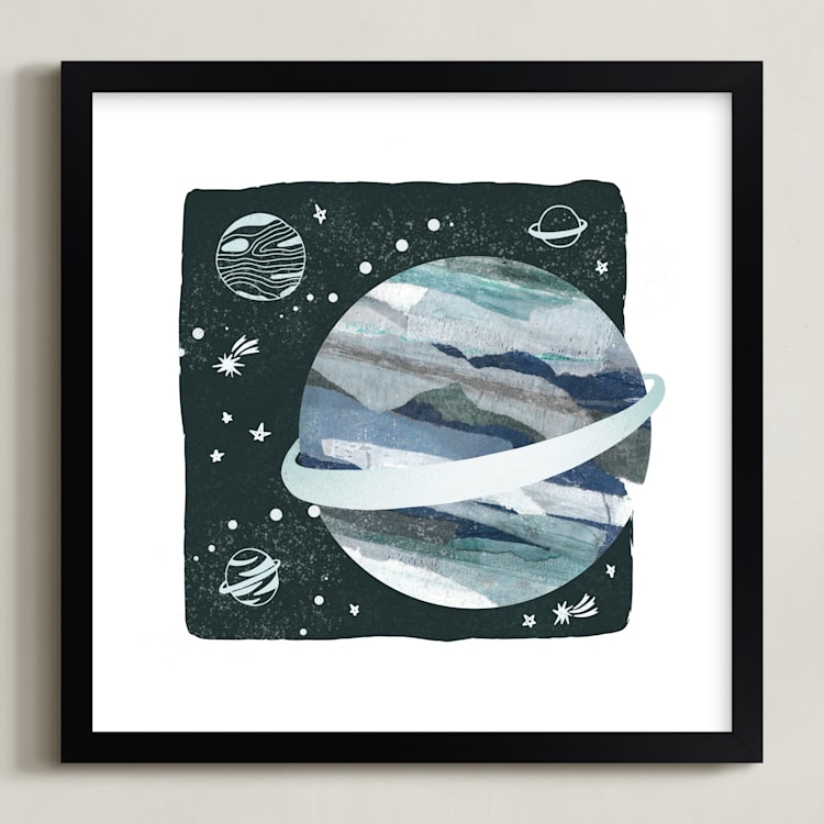 "Space Doodle" - Art Print in Galaxy by Megan Cash - Framed