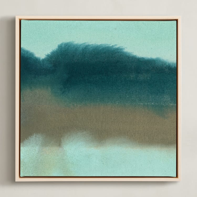 "Island Surf Day and Night 1" - Art Print in Seafoam Green by Christina Flowers - Framed Canvas