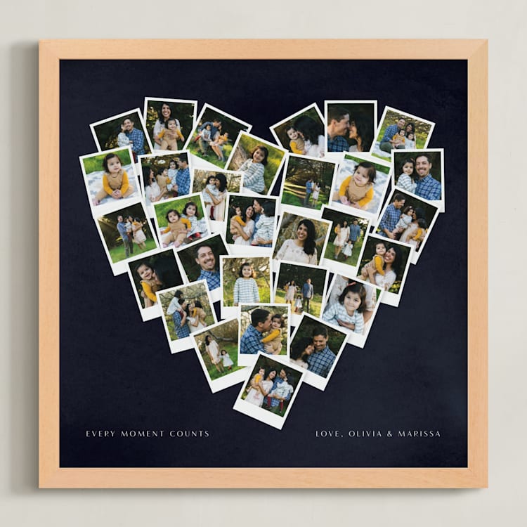 "Painted Hues Heart Snapshot Mix® Cool" - Framed Photo in Midnight Blue by Minted - Framed