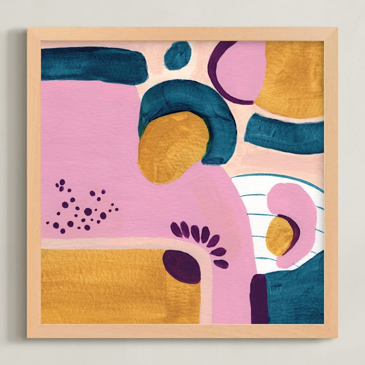 "Window view" - Art Print in pink by FERNANDA MARTINEZ - Framed