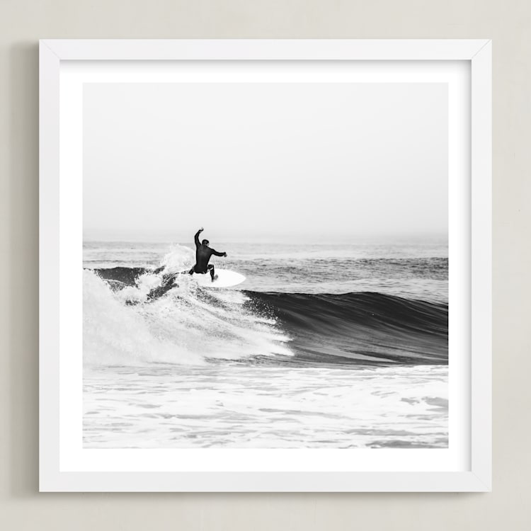 "Surfs Up" - Art Print in black & white by Kamala Nahas - Framed