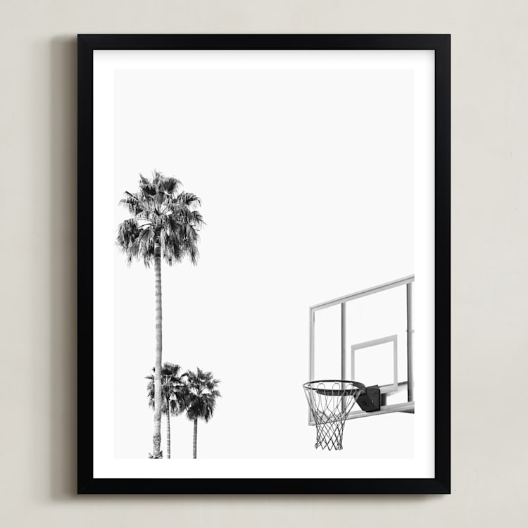 "Hoops and Palms" - Art Print in white by Irene Suchocki - Framed