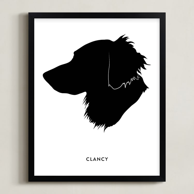 "Pet Silhouette: Custom Print with Text " - Custom Print in Black by Minted - Framed
