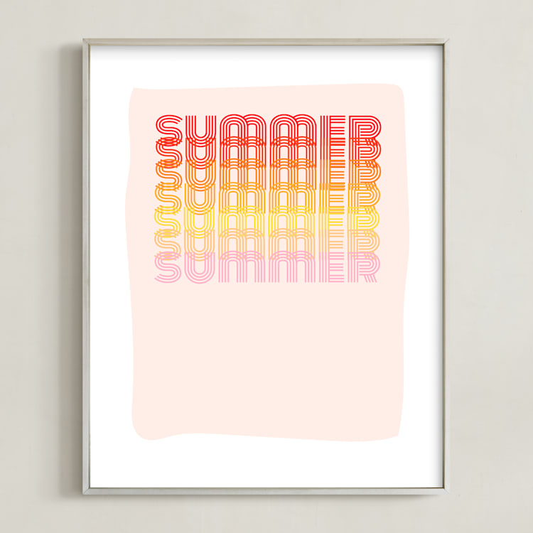 "Retro Summer" - Art Print in Pink Ombre by Kisco Print Shop - Framed