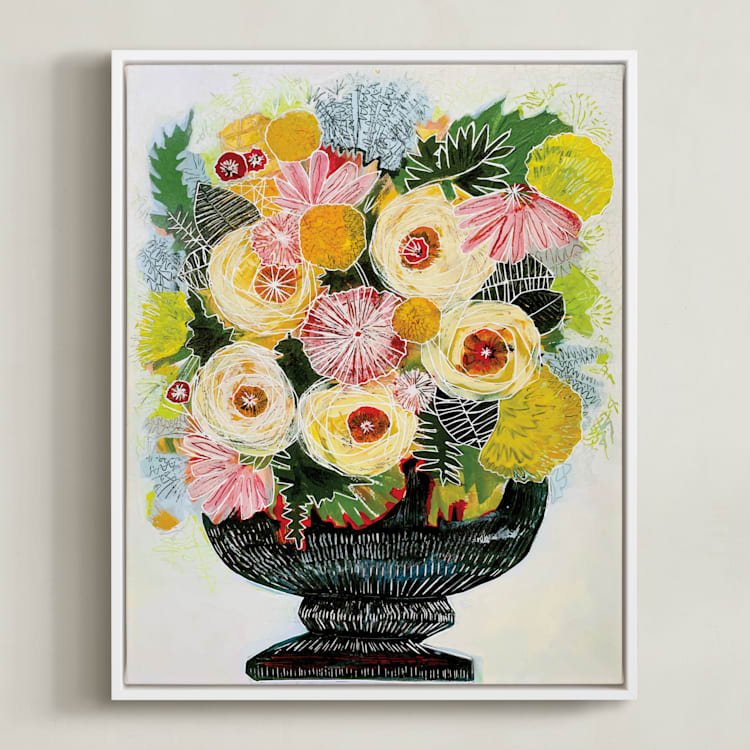 "The Royal Bouquet" - Art Print in Jewel Tones by Sarah Fitzgerald - Framed Canvas