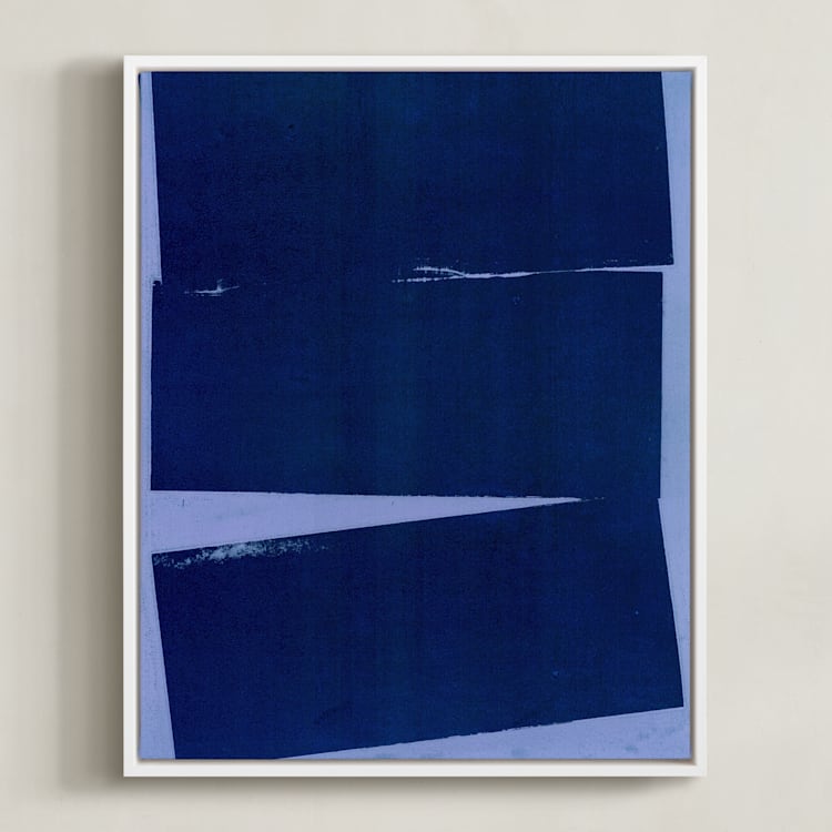 "Blue Wall" - Art Print in Midnight Blue by Marta Crea - Framed Canvas