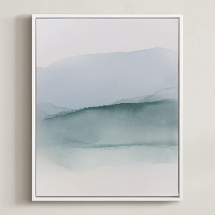 "Echo of a Memory 2" - Art Print in Soft Blue by Rebecca King - Framed Canvas