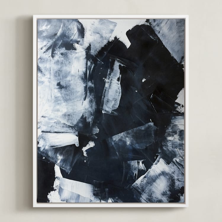 "Stormy Seas 03" - Art Print in Navy Blue by Sara Kraus - Framed Canvas