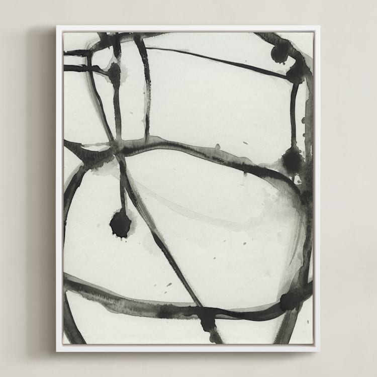 "Plant Cell 3" - Art Print in Black and White by Mary Gaspar - Framed Canvas