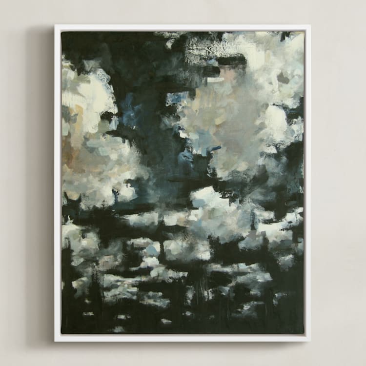 "Night Clouds" - Art Print in Midnight Blue by Kelly Johnston - Framed Canvas