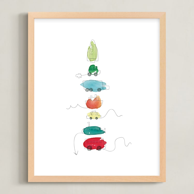 "On the Move" - Art Print in Multi-color by Kelly Ventura - Framed