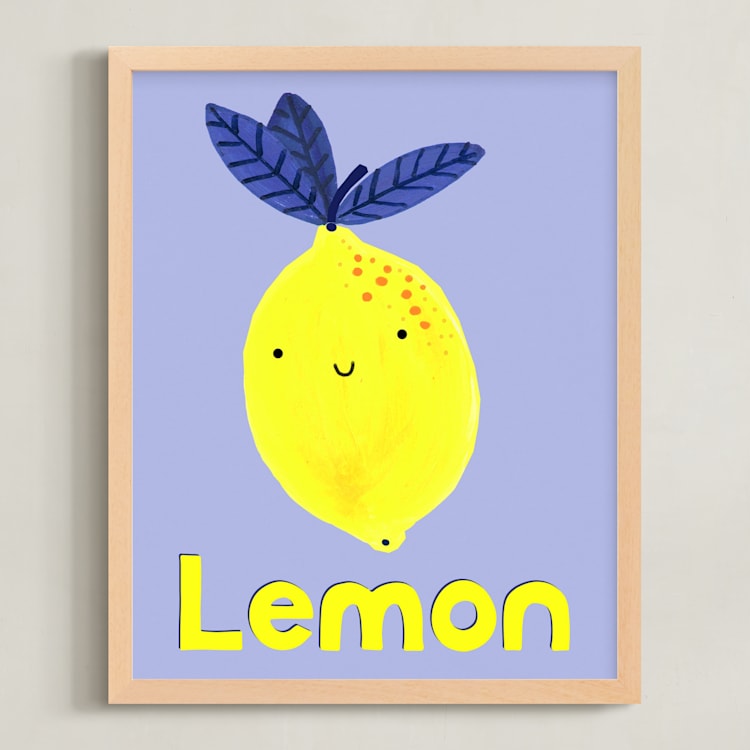 "My Fruity Family I" - Art Print in Light Purple by Marta Crea - Framed