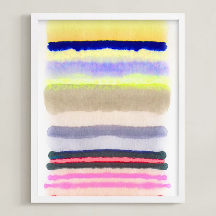 "Behind The Veil" - Art Print in Hot Yellow by HAPI ART - Framed