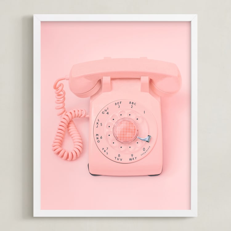 "0 is for operator." - Art Print in Strawberry Shortcake Pink by Alicia Abla - Framed