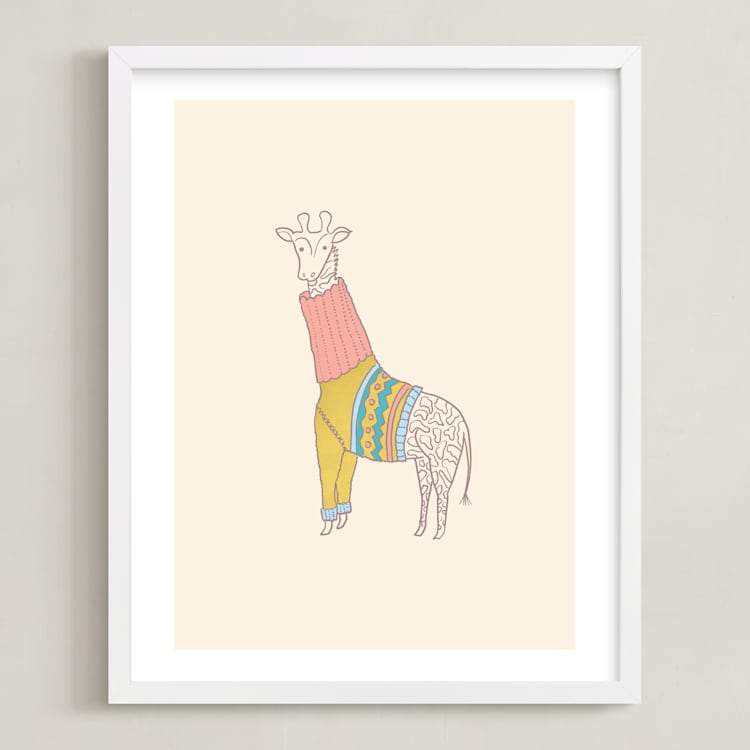"Fiesta Turtleneck" - Art Print in Tutti Fruiti by Meg Gleason - Framed