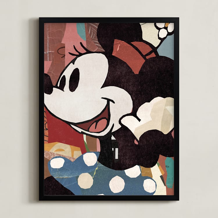 "Paper Minnie" - Art Print in Black by Sumak Studio - Framed