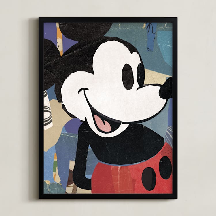 "Paper Mickey" - Art Print in Black by Sumak Studio - Framed