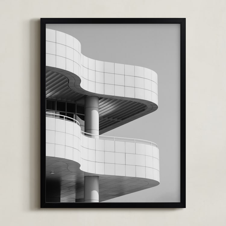 "Curves and Squares 1" - Art Print in Black & White by lulu and isabelle - Framed
