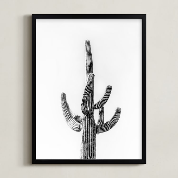 "Lone Cactus" - Art Print in Black and white by Ellen Schlegelmilch - Framed