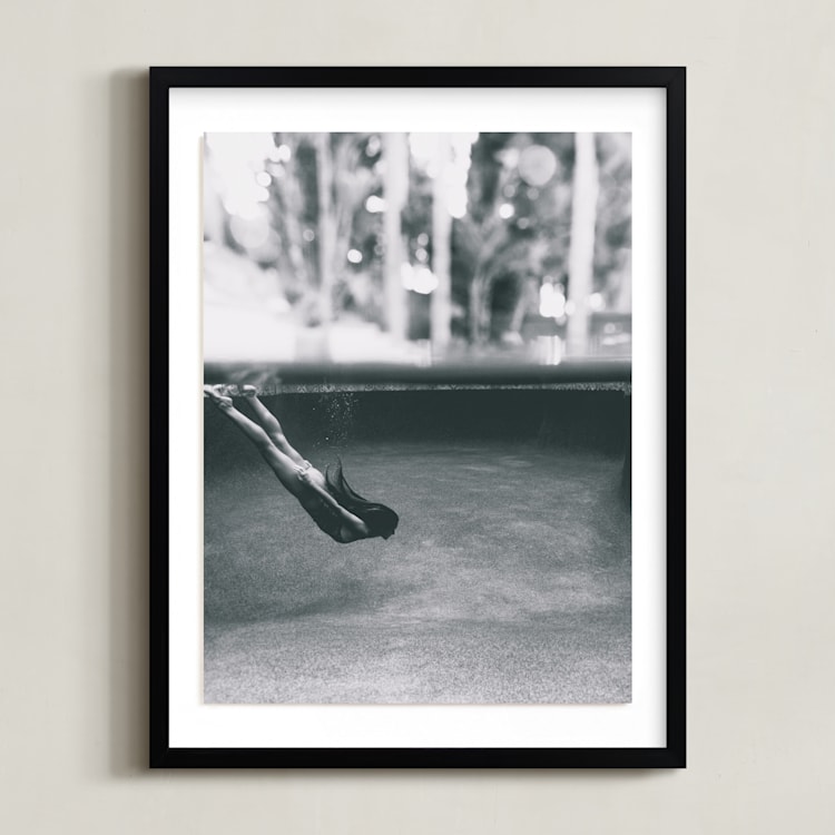 "Submerged" - Art Print in Underwater Black and White by Zemina Zaferakis - Framed