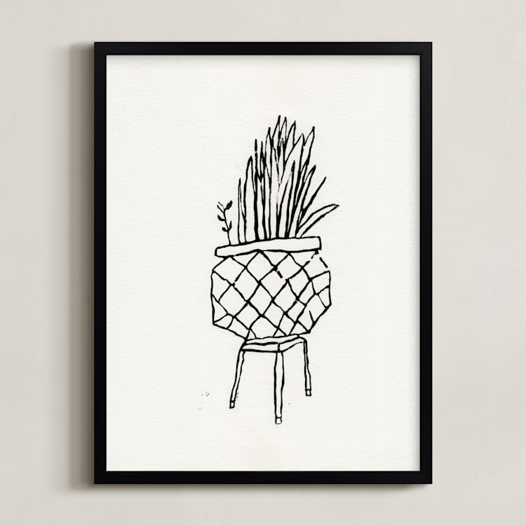 "Snake Plant" - Art Print in Soft Sand by Elliot Stokes - Framed